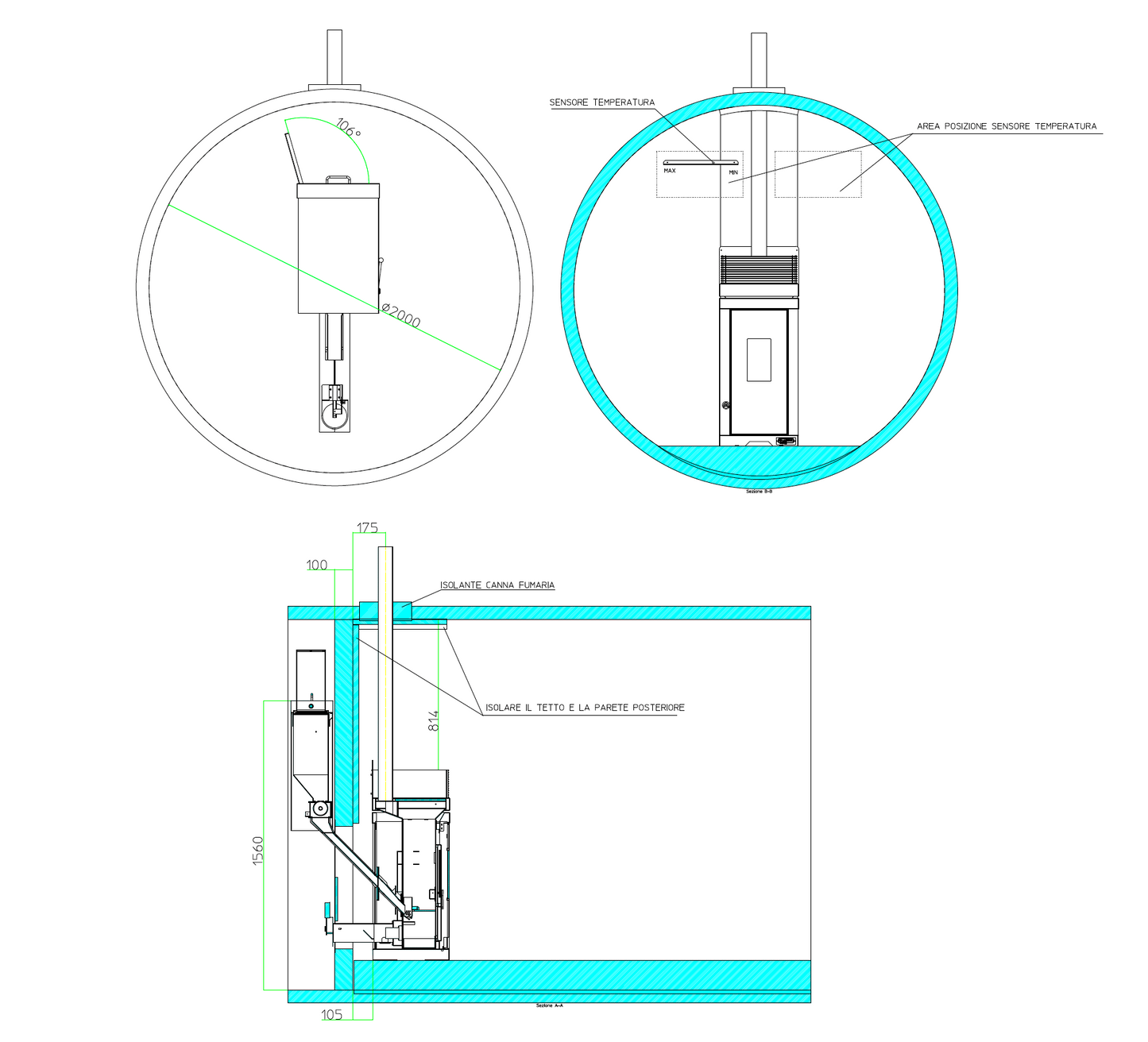 無電源ペレットサウナストーブ ラミノックス ヴェネレ6kW(イタリア製)