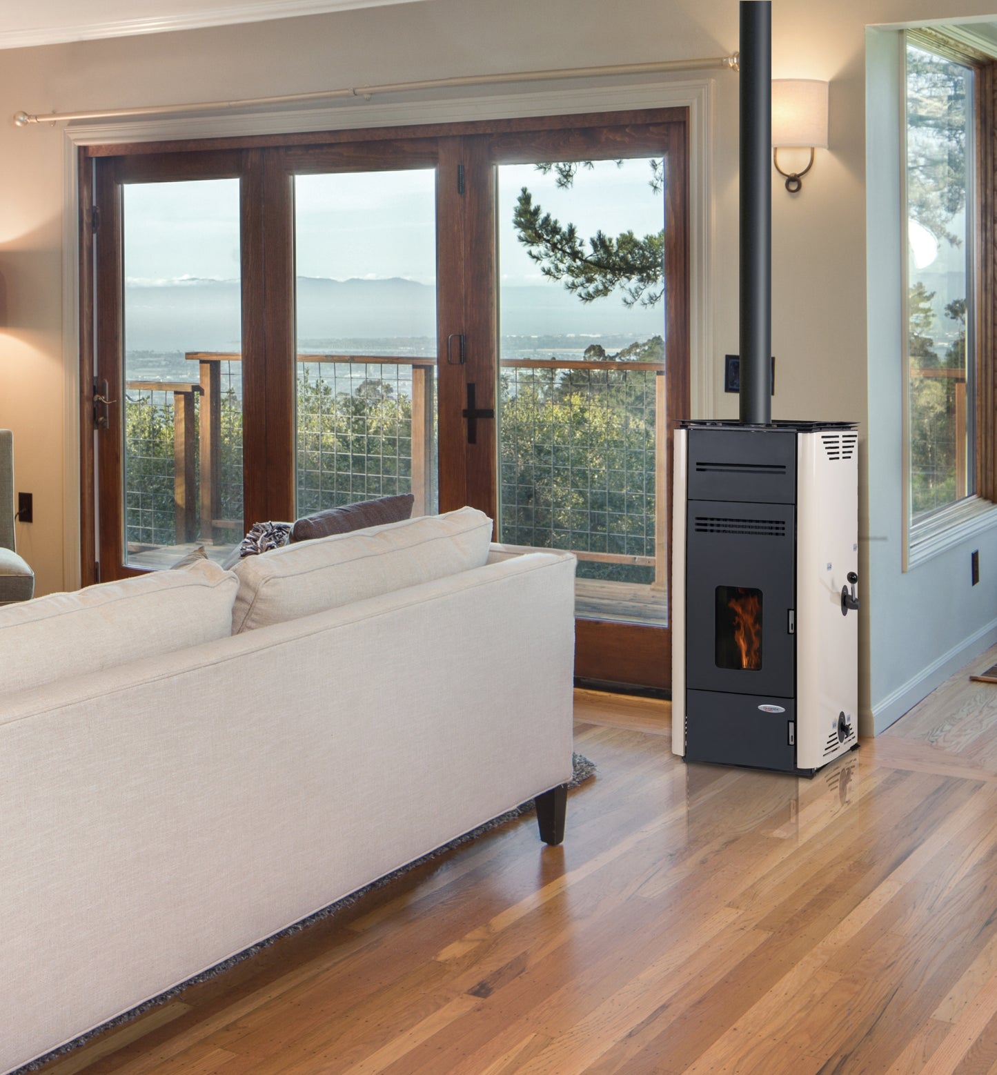 LAMINOX FIORELLO-PLUS（ラミノックス　フィオレッロ-プラス）無電源ペレットストーブ(薪兼用）　9.0KW　イタリア製