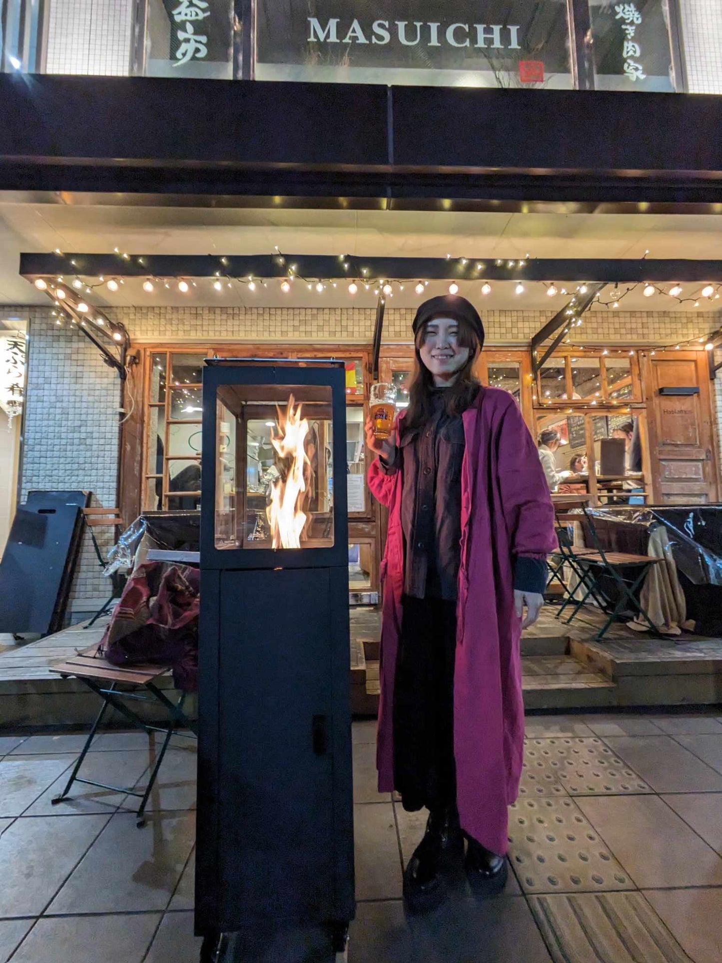 ペレットガス化燃焼パティオヒーター　"ブルーフレーム"BLUE FLAME"(４面ガラスBF5)