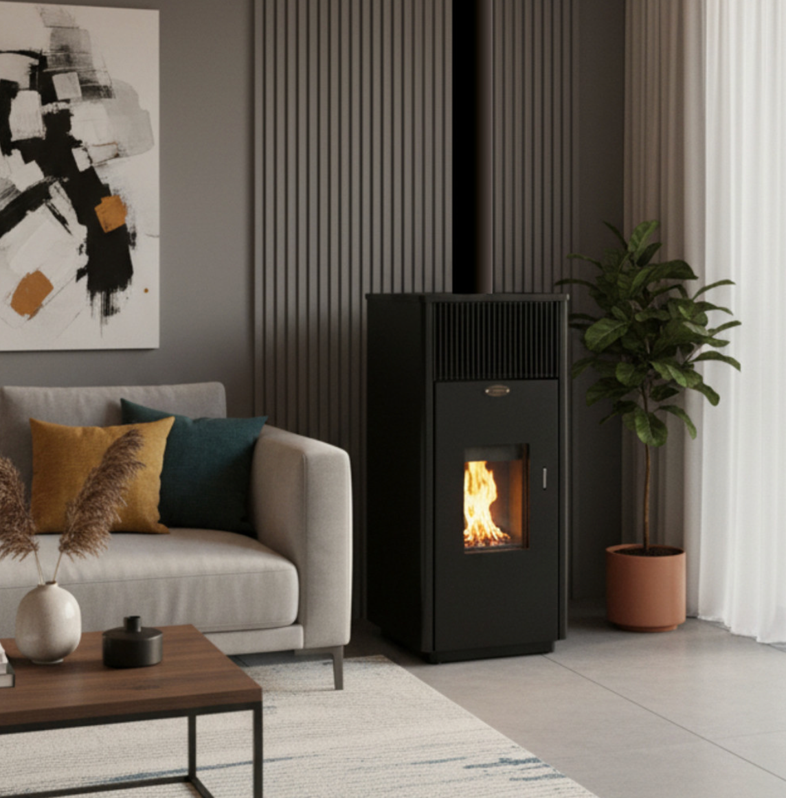 LAMINOX NORDIC（ラミノックス　ノルディック）高気密住宅用無電源ペレットストーブ　2.4-7.0KW　イタリア製